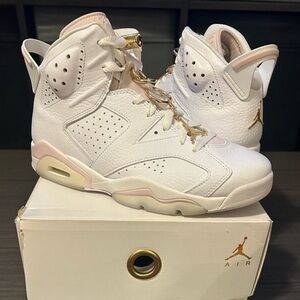 Air Jordan 6 Retro White and Pink “Hoops” Sneakers- Women’s Size 9
